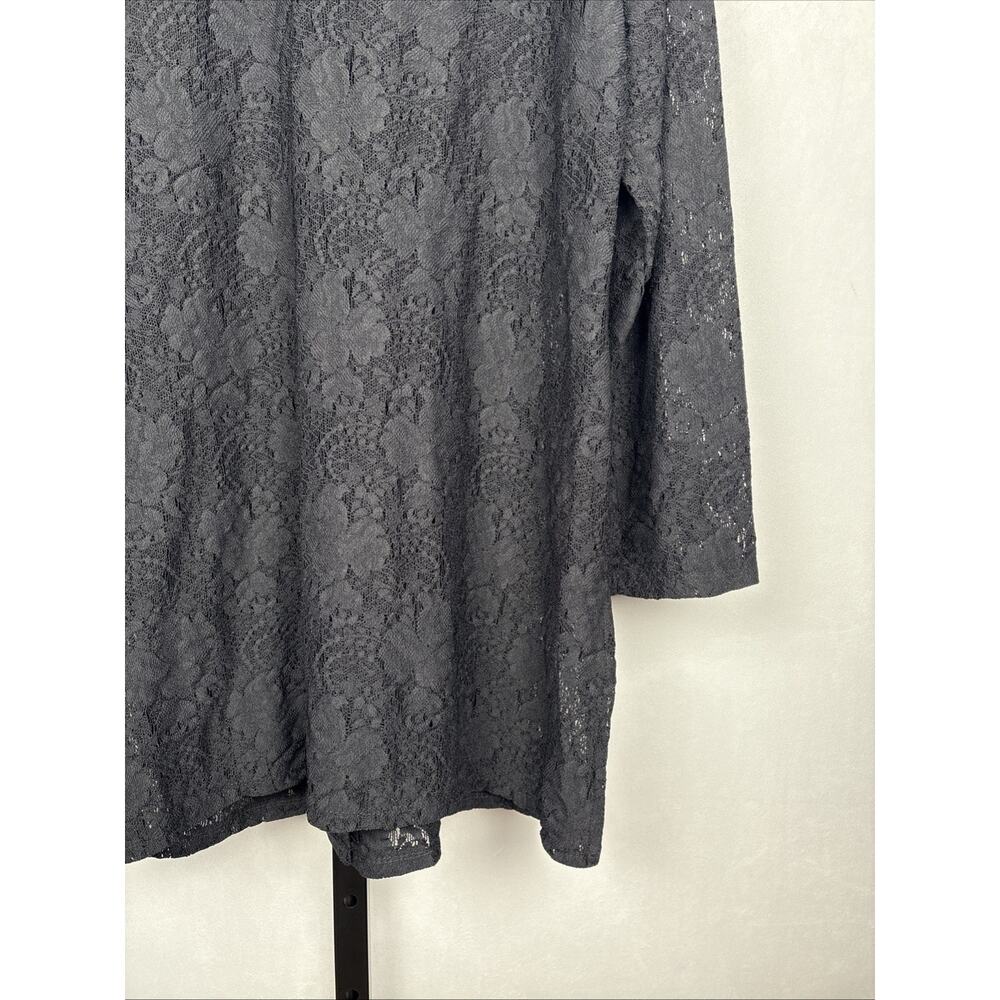 Chico's Black Lace Button Up Tunic Women's Large Collared Top Goth Witchy Sheer - Picture 8 of 10